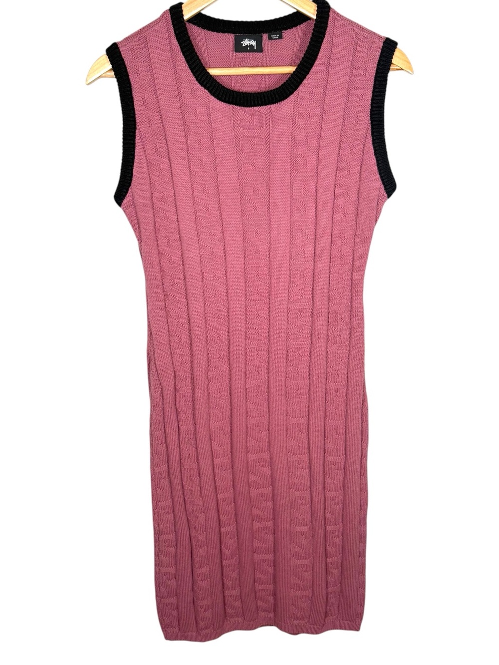 Stussy Pink Knit Bodycon Midi Dress Small